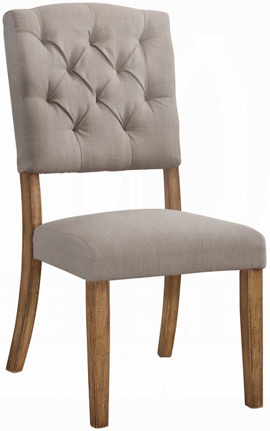ACME Furniture Bernard 2-Piece Beige/Weathered Oak Side Chair Set-0