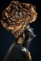 Classy Living Dramatic Gold Headdress Portrait on Black Wall Art-0