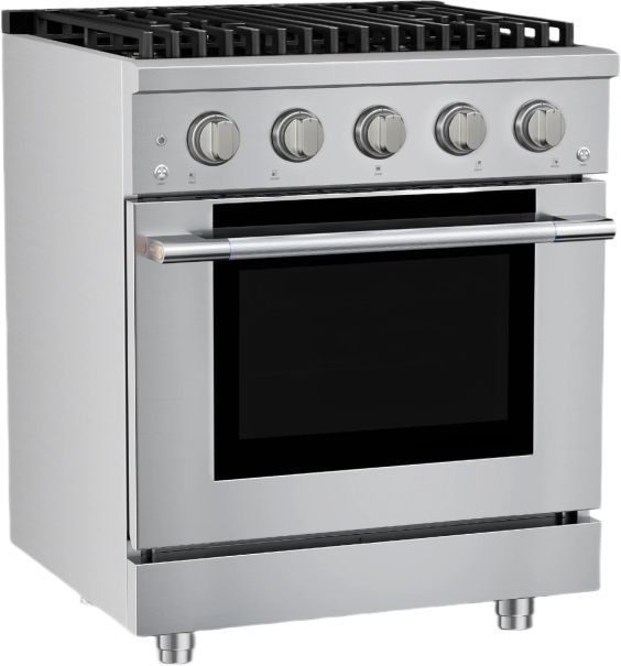 Hauslane HausPro Range 30" Stainless Steel Pro Style Gas Range with Stainless Steel Knobs-3