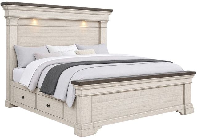 New Classic® Home Furnishings Augusta Rustic White Queen Storage Panel Bed-0