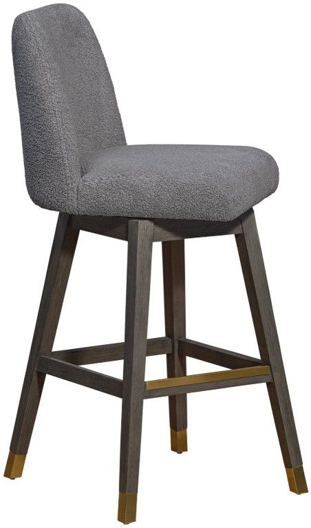 Armen Living Amelia 2-Piece Gray Boucle/Gray Oak Swivel Barstool Set-3