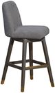 Armen Living Amelia 2-Piece Gray Boucle/Gray Oak Swivel Barstool Set-3