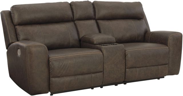 Signature Design by Ashley® Roman Umber Power Reclining Loveseat with Console-0