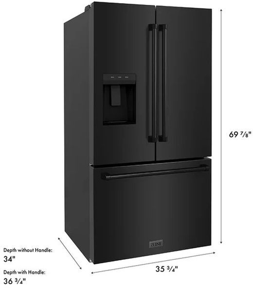ZLINE 36" 28.9 Cu. Ft. Black Stainless Steel Freestanding French Door Refrigerator-2