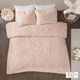 Olliix by Madison Park Blush Full/Queen Laetitia Tufted Cotton Chenille Medallion Duvet Cover Set-0