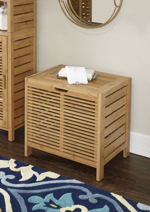 Linon Bracken Bamboo Hamper-1