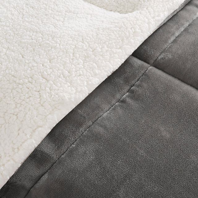 Olliix by Woolrich Alton Charcoal and Ivory Full/Queen Plush to Sherpa Down Alternative Comforter Set-4