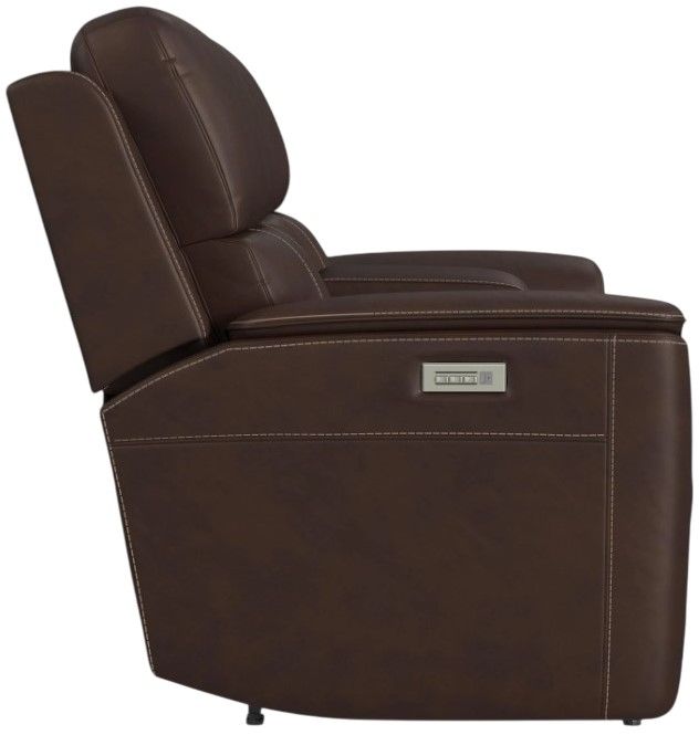 Flexsteel® Henry Dark Brown Power Reclining Loveseat with Console and Power Headrests and Lumbar-2