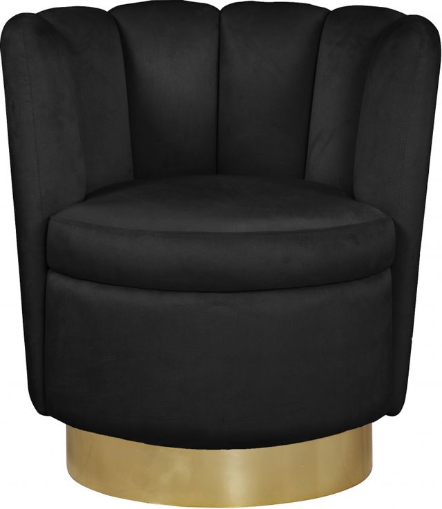 Meridian Furniture Lily Black Velvet Swivel Chair-1