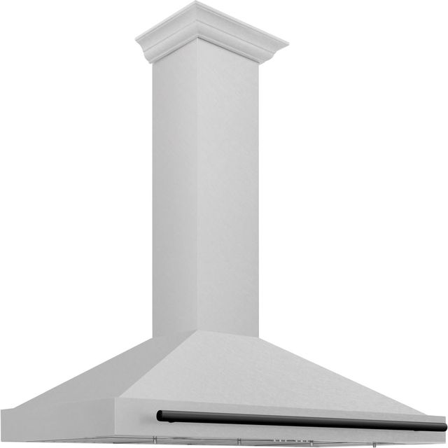 ZLINE Autograph Edition 48" Satin Stainless Steel Convertible Wall Mounted Range Hood with Matte Black Handle-3