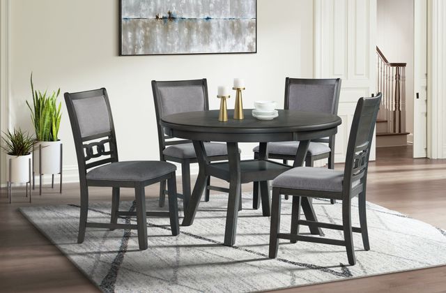 Elements International Amherst Gray Dining Table and 4 Side Chairs