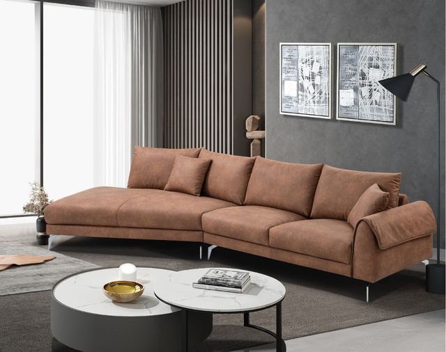 Mazin Furniture Citrine 2-Piece Brown Left-Arm Facing Loveseat Sectional and Chaise-1