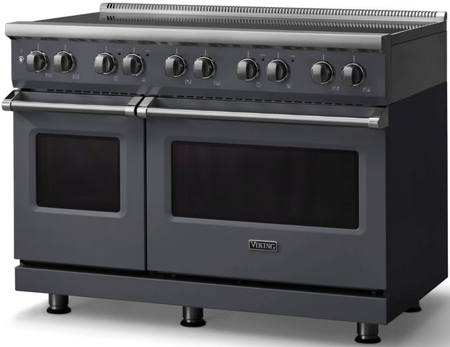 Viking® 5 Series 48" Cast Black Pro Style Induction Range with Polished Chrome Trim-2
