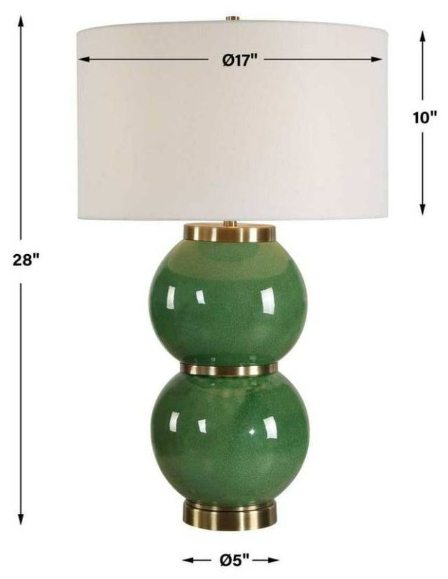 Uttermost® Banner Moss Green Table Lamp with Antique Brass Accents-2