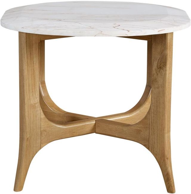 Bernards Tapestry Beige End Table with White Marble Top-2