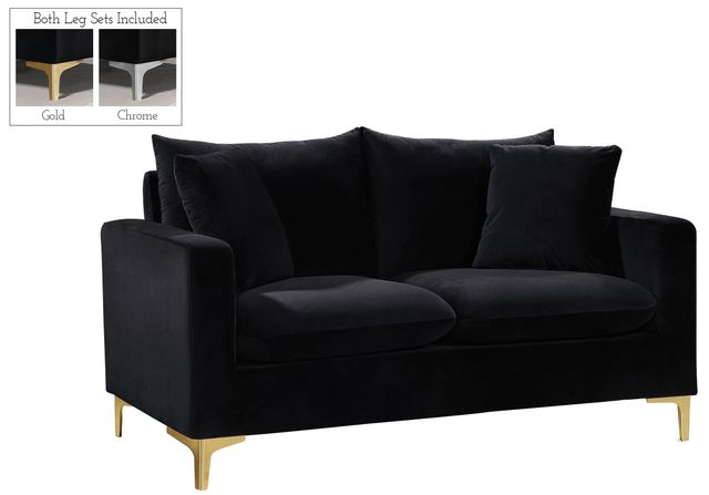 Meridian Furniture Naomi Black Velvet Loveseat-0