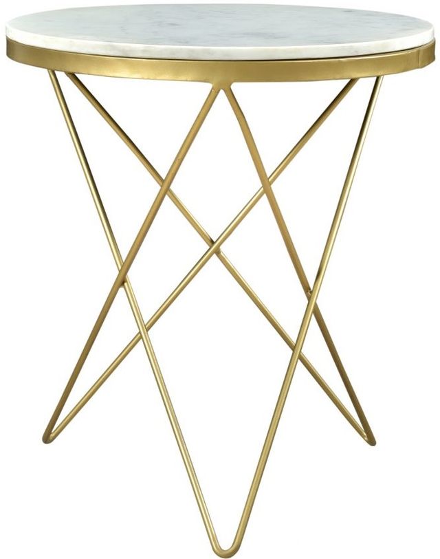 Moe's Home Collection Haley White Marble Round Side Table with Gold Iron Base-0