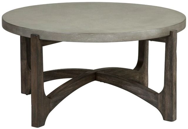 Liberty Furniture Cascade Gray Cocktail Table with Wirebrush Rustic Brown Base-0