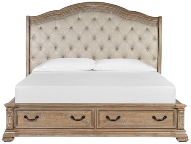 Magnussen Home® Marisol Fawn/Snow Fox Upholstered Queen Sleigh Storage Bed-1
