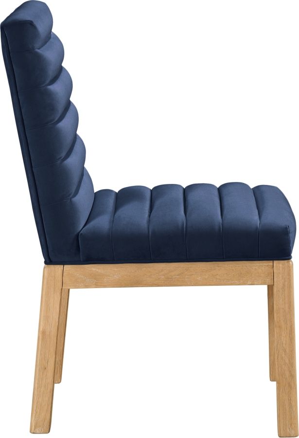 Meridian Furniture Evelyn Navy/Natural Velvet Upholstered Accent Chair-1