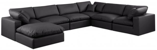 Meridian Furniture Comfy 7-Piece Black Vegan Leather Sectional-0