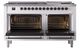 Ilve® Nostalgie II Noblesse 60'' White Pro Style Dual Fuel Range with Burnished Trim-1