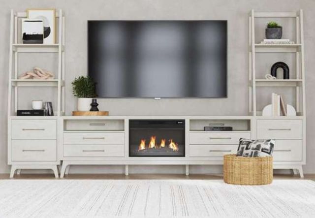 Elements International Westland Almond 82" TV Console with Fireplace Insert-1