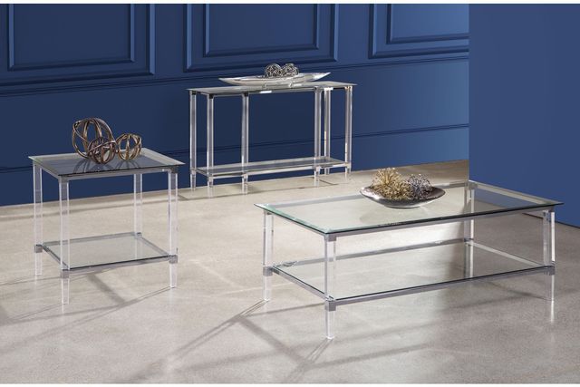Mazin Furniture Lyrica Clear Glass Square End Table with Acrylic Legs-2