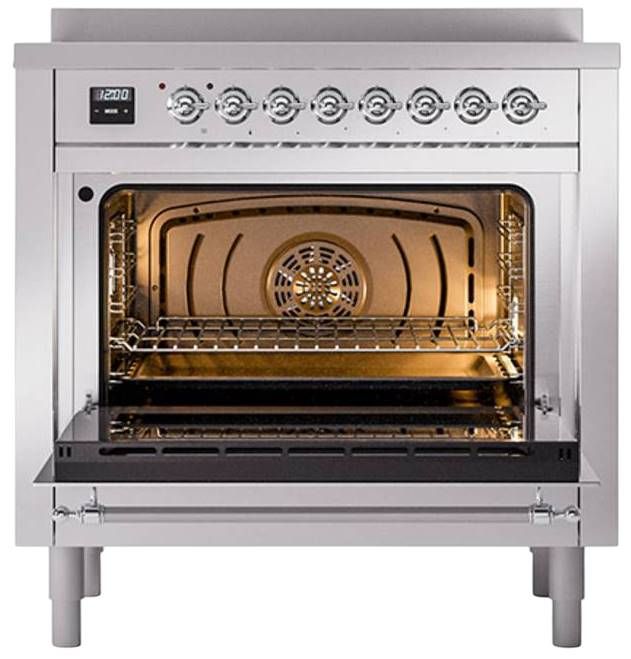 Ilve® Nostalgie II Noblesse 36'' Stainless Steel Pro Style Induction Range with Chrome Trim-2