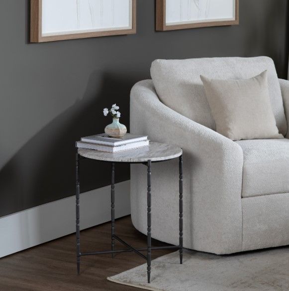 Crestview Collection Cassian Gray End Table with Black Base-1