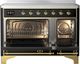 Ilve® Majestic III 48" Glossy Black Pro Style Induction Range with Triple Glass Door and Brass Trim-1