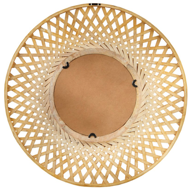 Olliix by Madison Park Reed Natural Round Bamboo Wall Decoration Mirror-1