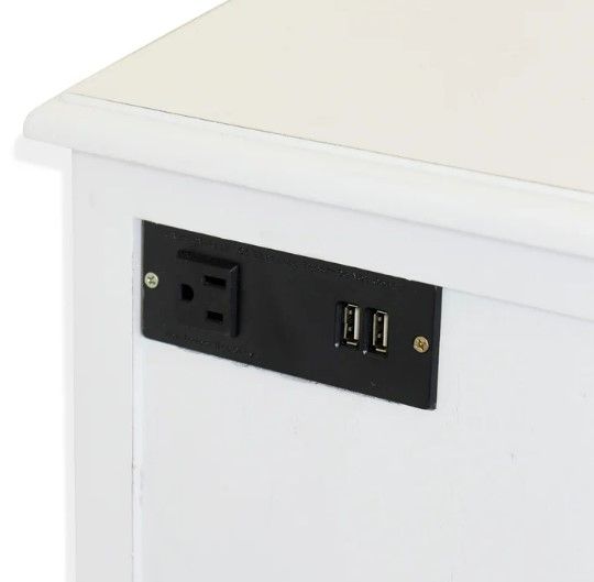 StyleCraft Eggshell 1-Drawer Side Table with Cabinet-2