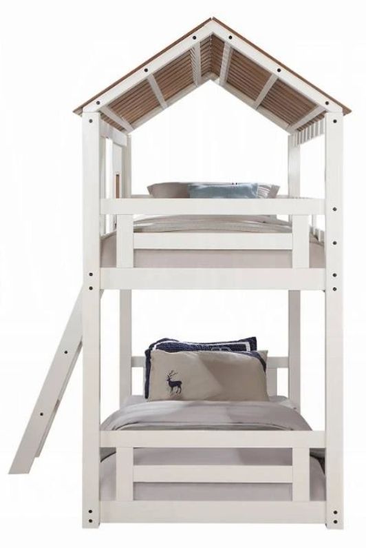 ACME Furniture Inara Rustic Oak/White Twin Over Twin Bunk Bed-2