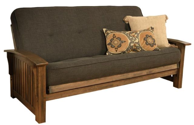 Kodiak Furniture Washington Linen Charcoal/Rustic Walnut Full Futon with Mattress-0