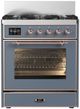 Ilve® Majestic III 30" Blue Gray Pro Style Dual Fuel Liquid Propane Range with Triple Glass Door and Copper Trim-0