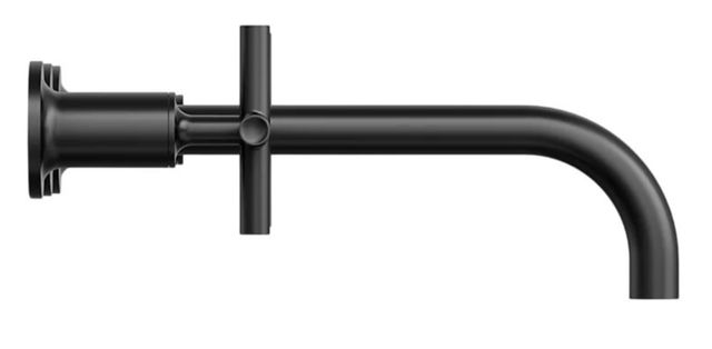 KOHLER® Purist® Matte Black 8" Wall-Mount Bathroom Sink Faucet Trim with Cross Handles-2