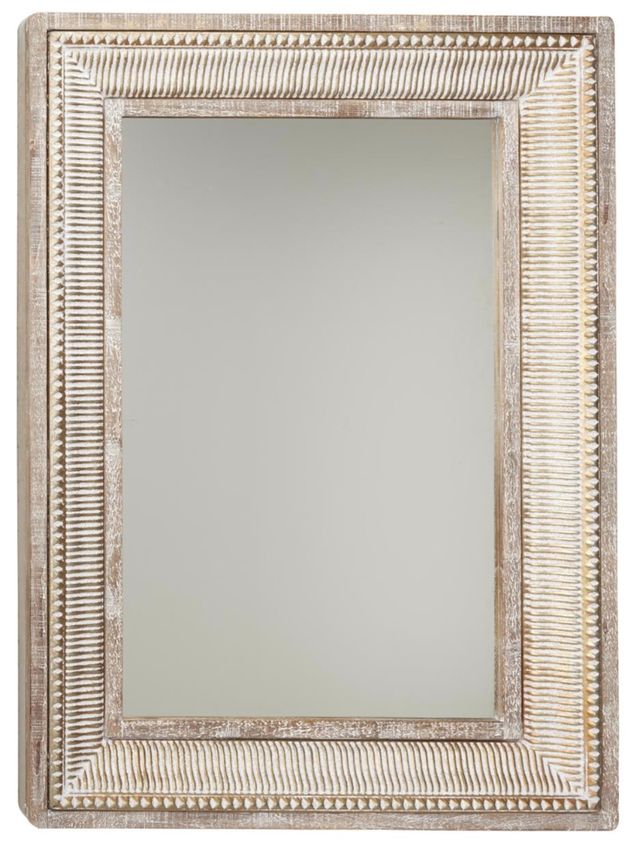 Deco Marche Brown Whitewashed Wall Mirror with Linear Gold Markings-0