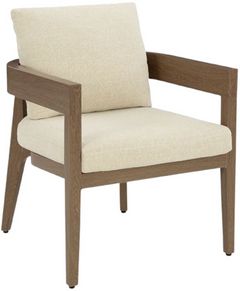 Signature Design by Ashley® Serene Bay Dark Brown/White Outdoor Dining Arm Chair with Cushion