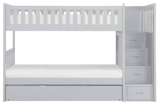 Homelegance® Orion Gray Twin/Twin Youth Step Bunk Bed with Twin Trundle -0