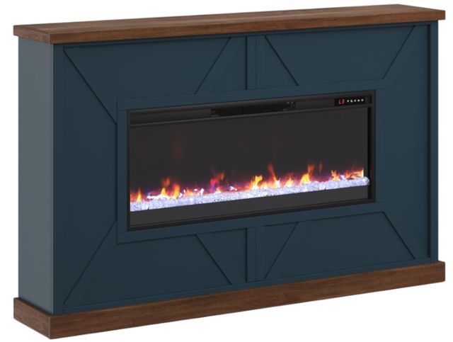 Legends Home Real Cozy Liberty Blue Denim/Whiskey Fireplace Mantel-0