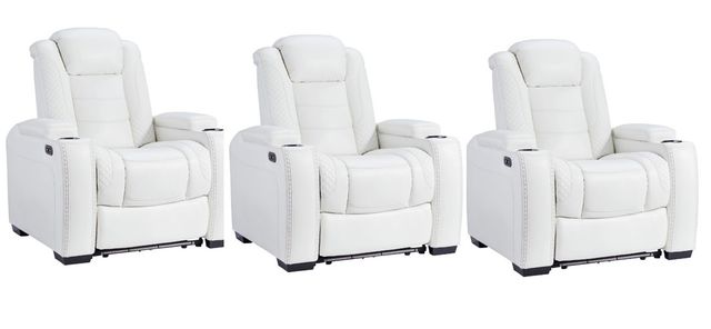 Signature Design by Ashley® Party Time 3 Piece White Power Reclining Living Room Seating Set-0