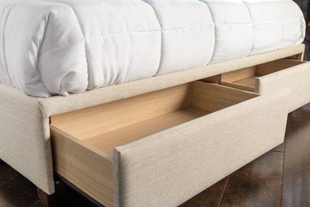 Bernards Skyla Beige Queen Upholstered Bed with Storage-3