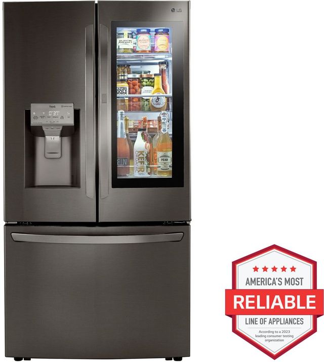 LG 36 in. 29.7 Cu. Ft. PrintProof™ Black Stainless Steel French Door Refrigerator-1