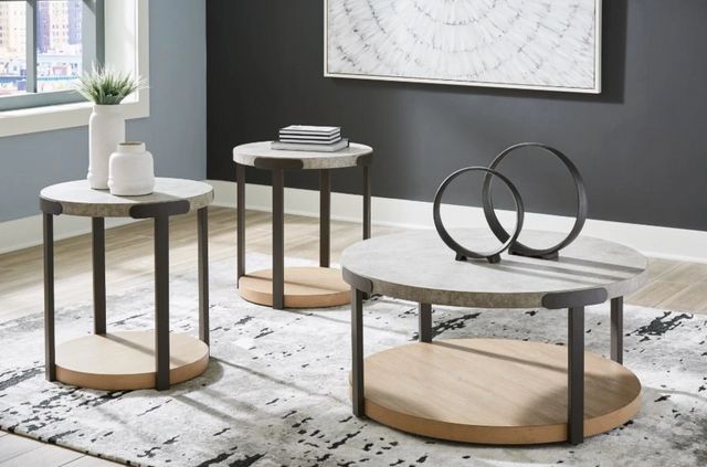 Signature Design by Ashley® Darthurst 3-Piece Gray Occational Table Set with Light Brown Base-4