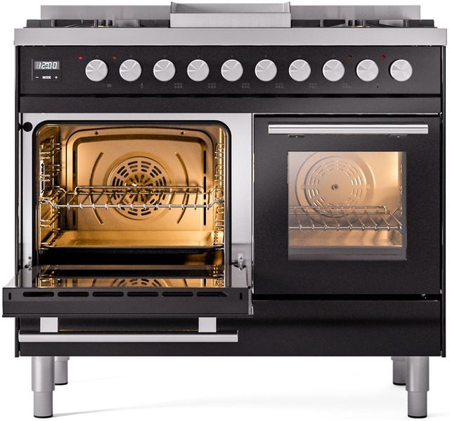 Ilve® Professional Plus II 40" Glossy Black Pro Style Dual Fuel Range-2