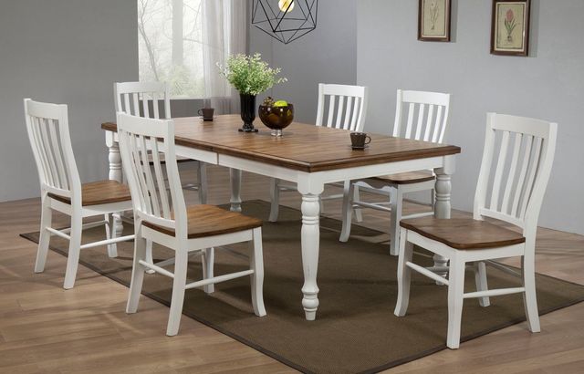 Winners Only® Pacifica Rustic Brown Top 78" Dining Table with White Base-1
