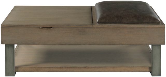 Hammary® Stella Umber Lift Top Storage Coffee Ottoman Table with Gray Frame-2