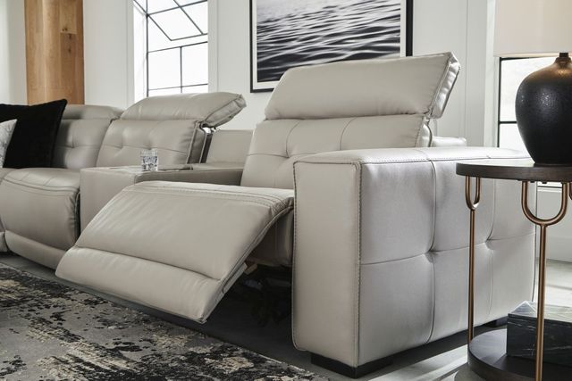 Signature Design by Ashley® Leadman 6-Piece Dove Gray Power Reclining Sectional-4