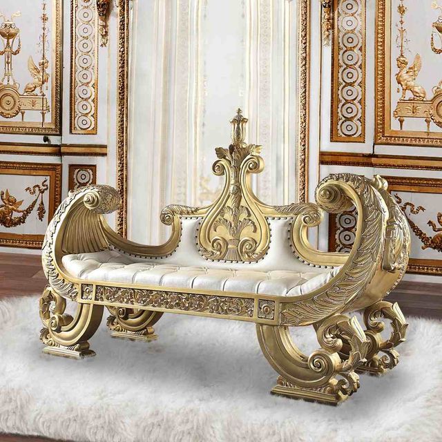 ACME Furniture Bernadette Gold/White Bench-1